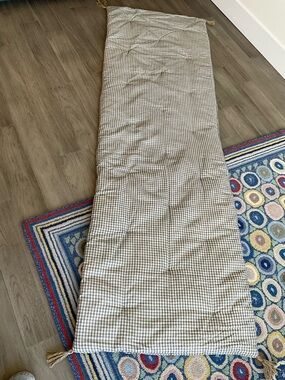 Beige Gingham Throw with Tassel Accents